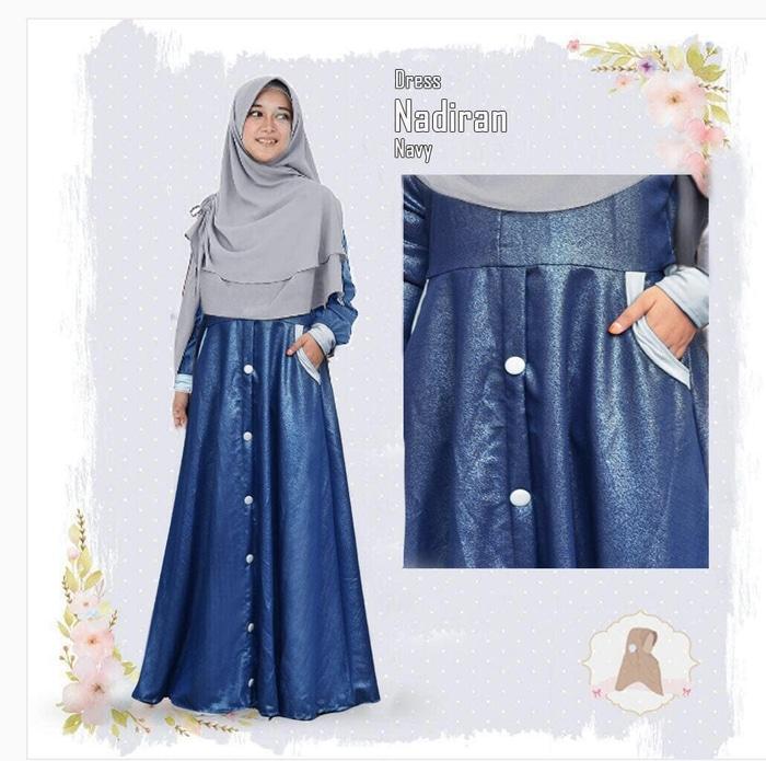 Kenzmal- Maxi Gamis Dress Baju Muslim Wanita Syari Nkanayavega Glamour Navy