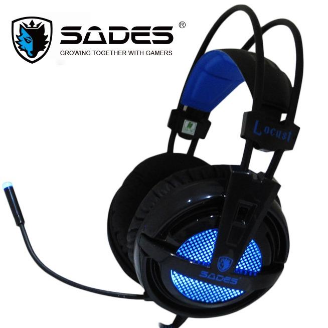 Sades Headset Gaming Locust SA-704 - USB 2.0 Soundcard and Microphone Biru