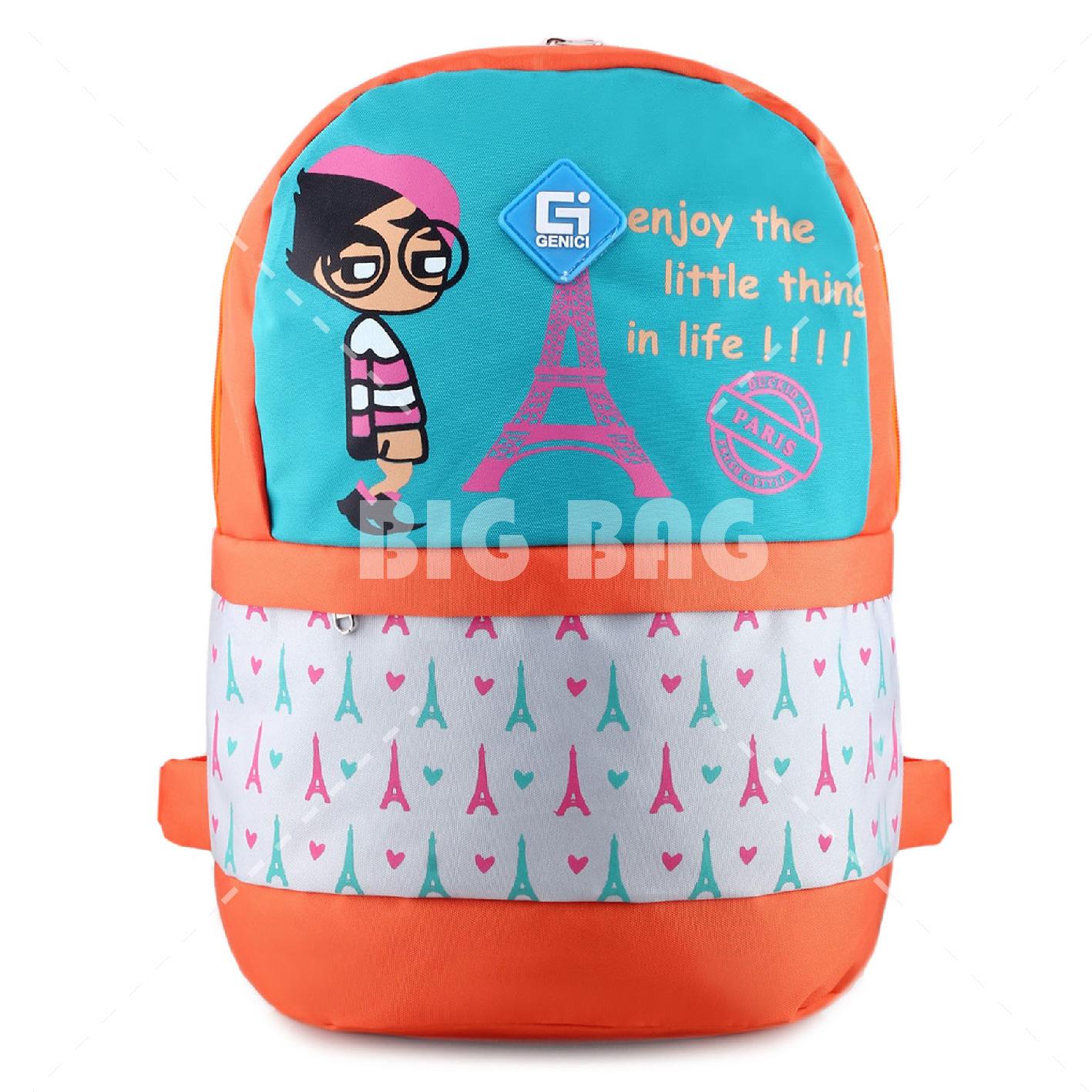 Fitur Tas Ransel Abg Wanita Genici Enjoy In Paris Orange Free Detail Gambar Tas Ransel ABG Wanita Genici Enjoy In Paris Orange FREE Raincover Terbaru