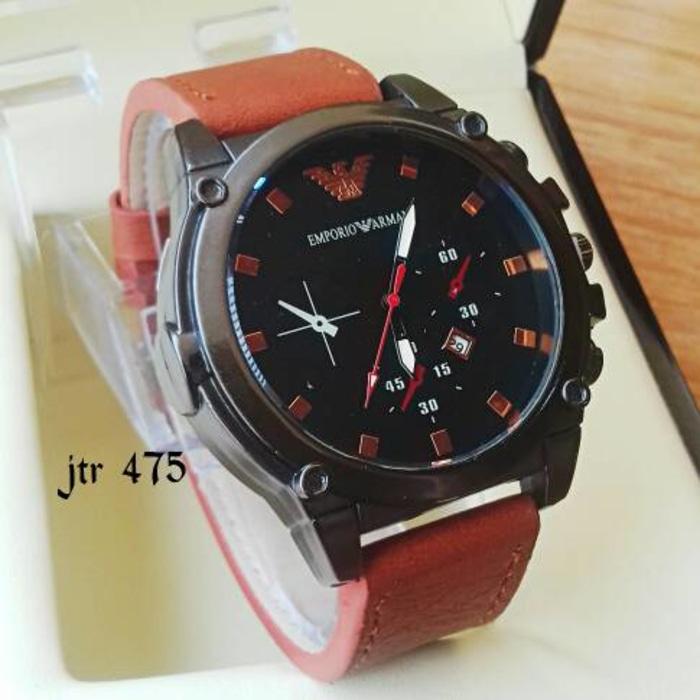 jam tangan emporio armani cowok / jtr 475 coklat