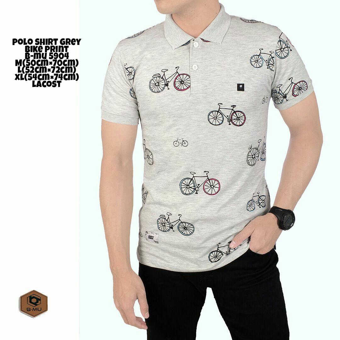 bajuku murah polos shirt  grey bike print b-mu 5904 kaos T-shirt pria kemeja pria atasan pria fashion pria batik kerah lipat kaos oblong superhero baju kerja kantor trendy