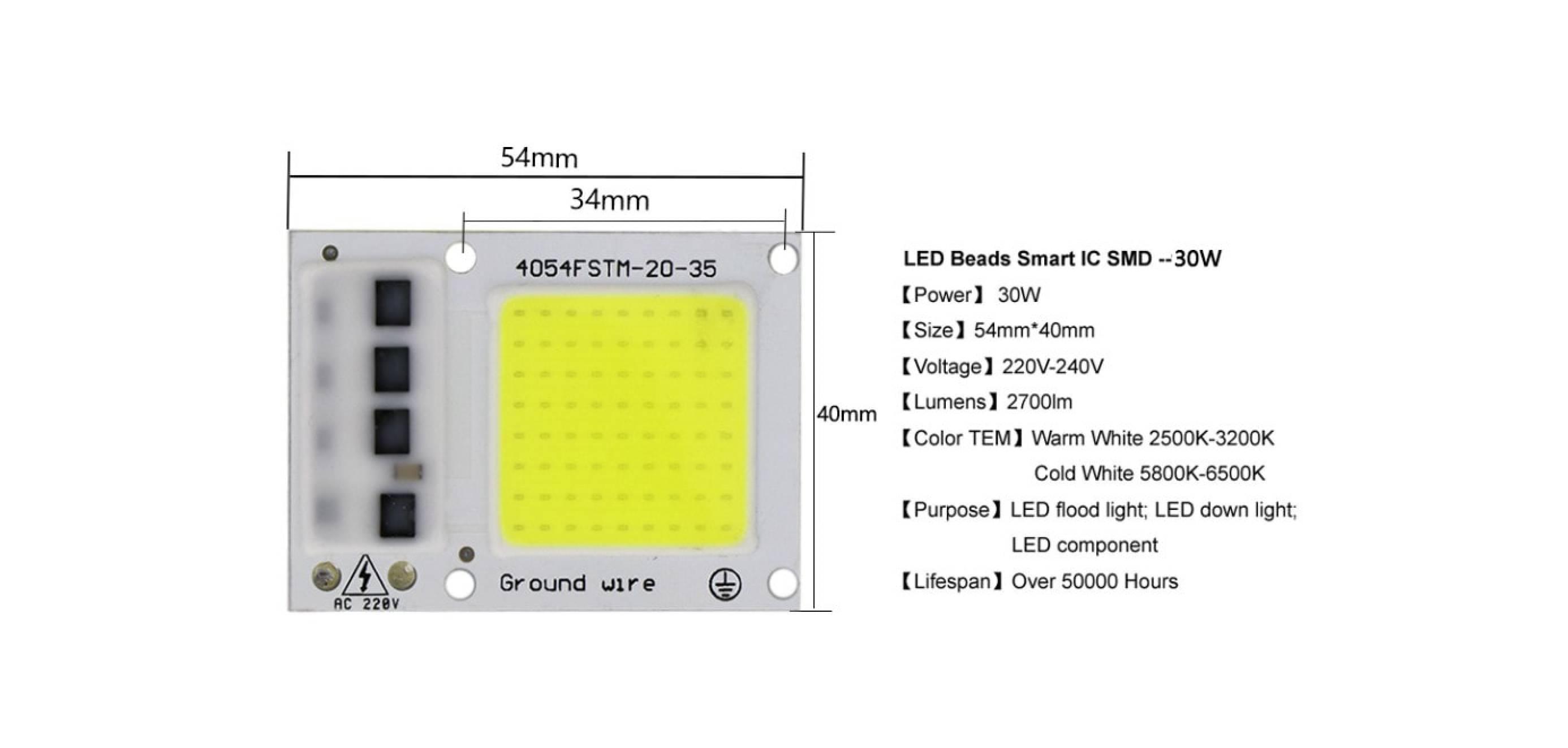 Led HPL input AC 220v 30 watt cool white untuk lampu sorot