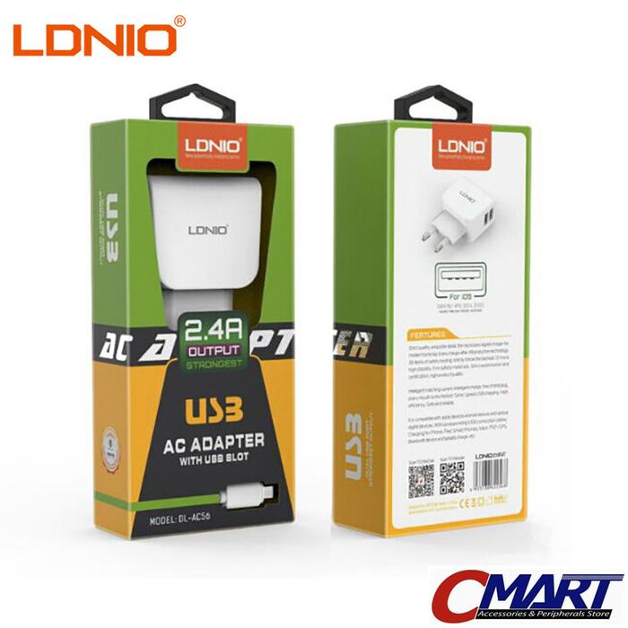 LDNIO Dual USB Power Adapter 2.1 Amp Convertible Europlug -LDN-DL-AC56