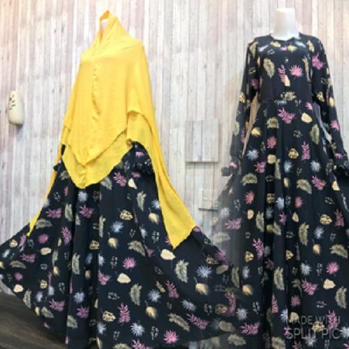 Adzra Gamis Murah syari /busana muslim wanita - Nahira Dress - Dongker