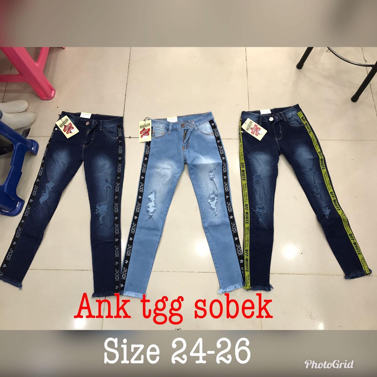 WOMANPANTS - CELANA PANJANG JEANS ANAK TANGGUNG / REMAJA SOBEK LIST / JEANS BIDANG KECIL / JEANS SIZE SMALL