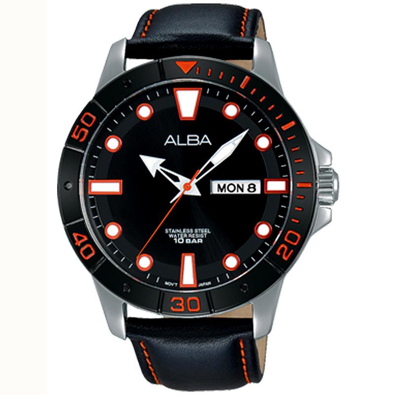 ALBA - Jam Tangan Pria - Hitam - Tali Kulit - AT2045