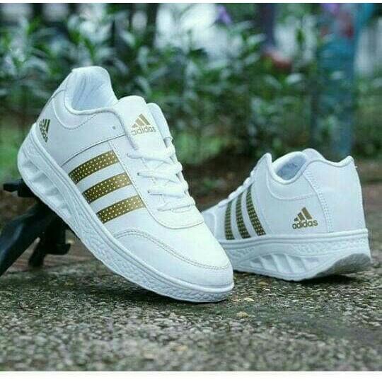 SEPATU KETS SNEAKER ADIDAS PUTIH LIST GOLD CEWEK WANITA CASUAL MODIS JOGGING RUNNING BERKUALITAS