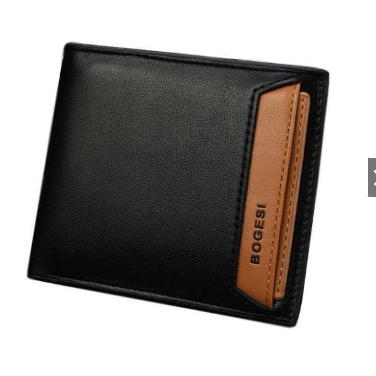 BEST Dompet Pria IMPOR Bogesi 721 Exclusive Korea Style Leather Mens Wallet - HITAM RENDAH