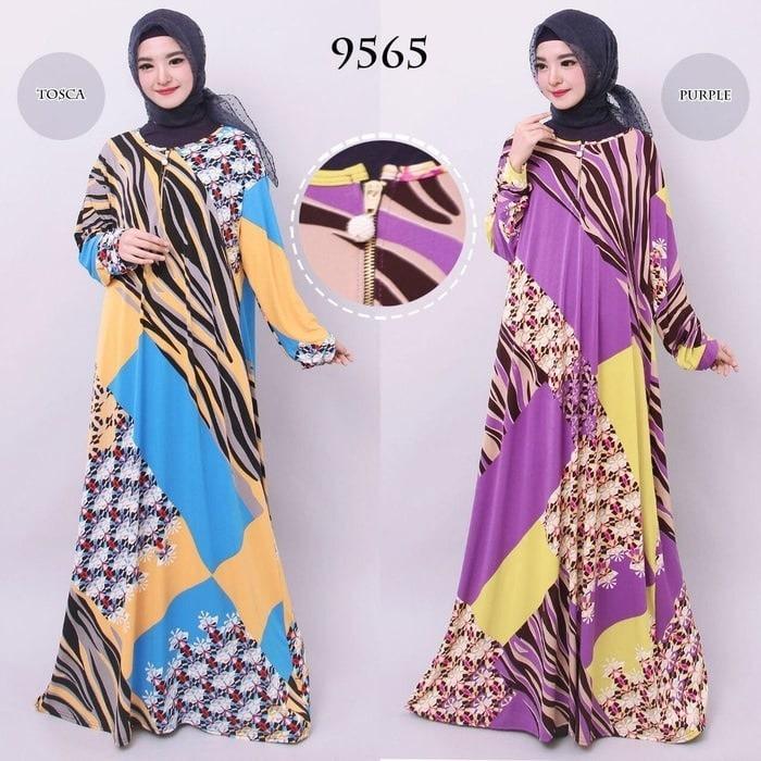 Baju Gamis Jumbo Jersey Korea 6L Gamis Busui Reslting Depan 9565