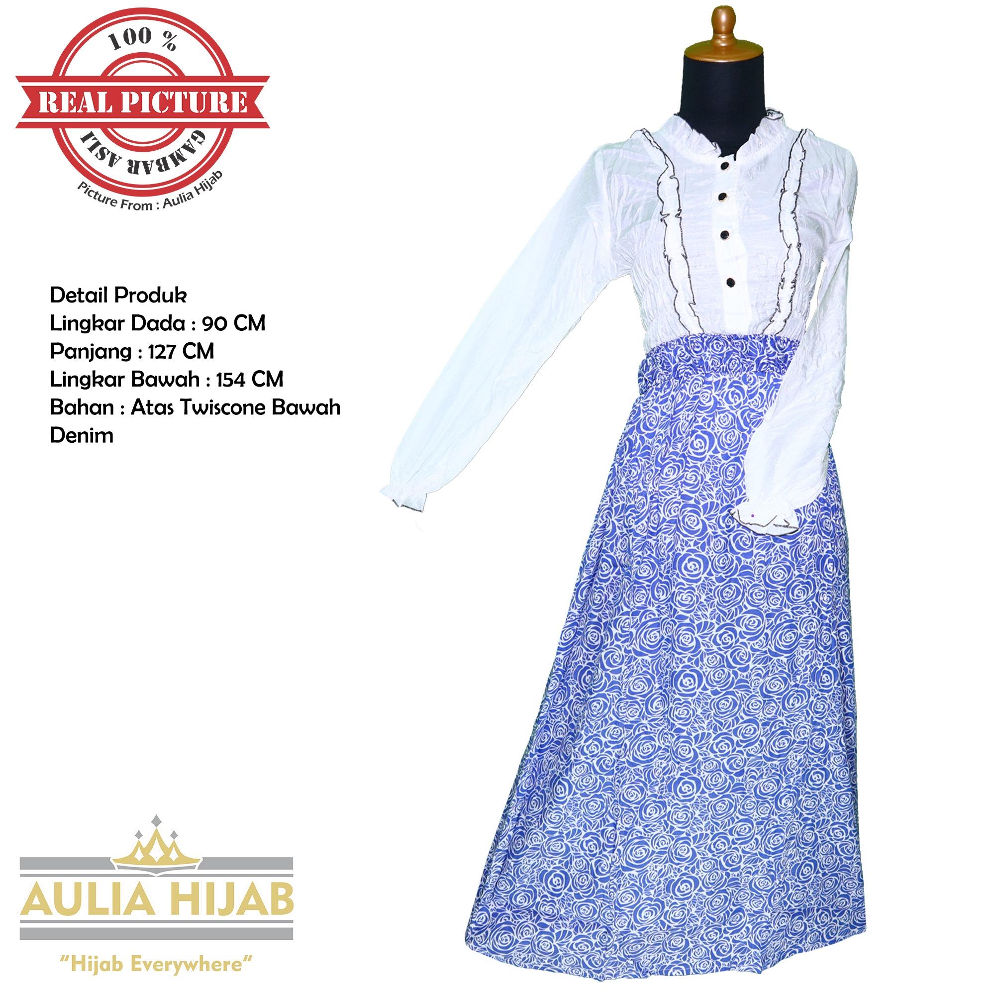 Aulia Hijab Premium - Gamis Yolanda #1 Dress Bahan Twiscone Mix Denim/Gamis Santai/Gamis Anak Muda/Gamis ABG/Gamis Remaja/Gamis Denim/Gamis Kerja/Gamis Kuliah/Gamis Kerja/Gamis Pesta/Gamis Twiscone/Gamis Real Picture