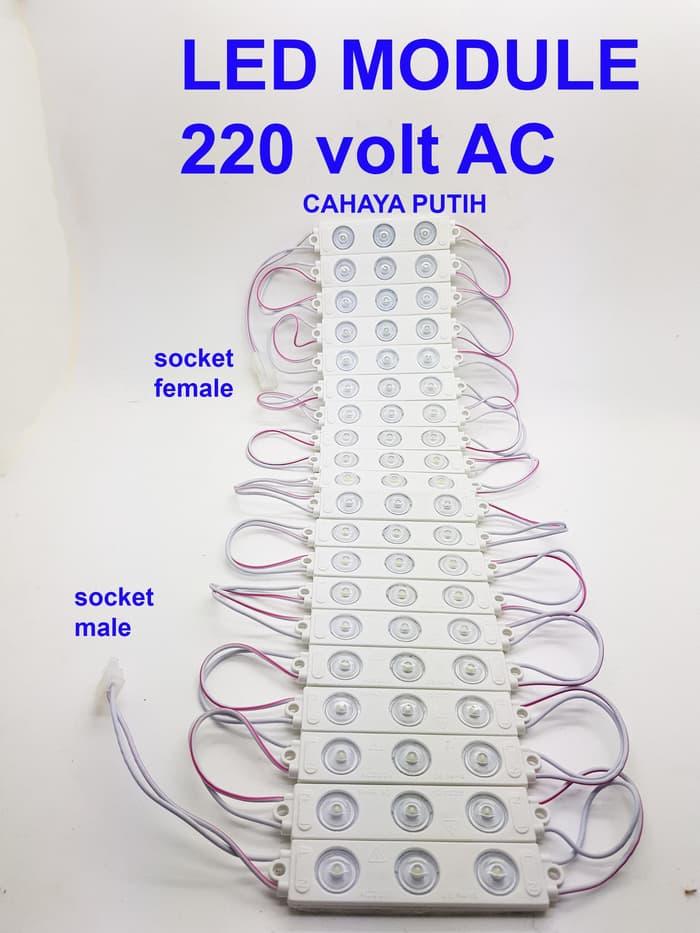 Led Modul 3 Mata + Lensa Cembung - Listrik AC 220 Volt - Putih