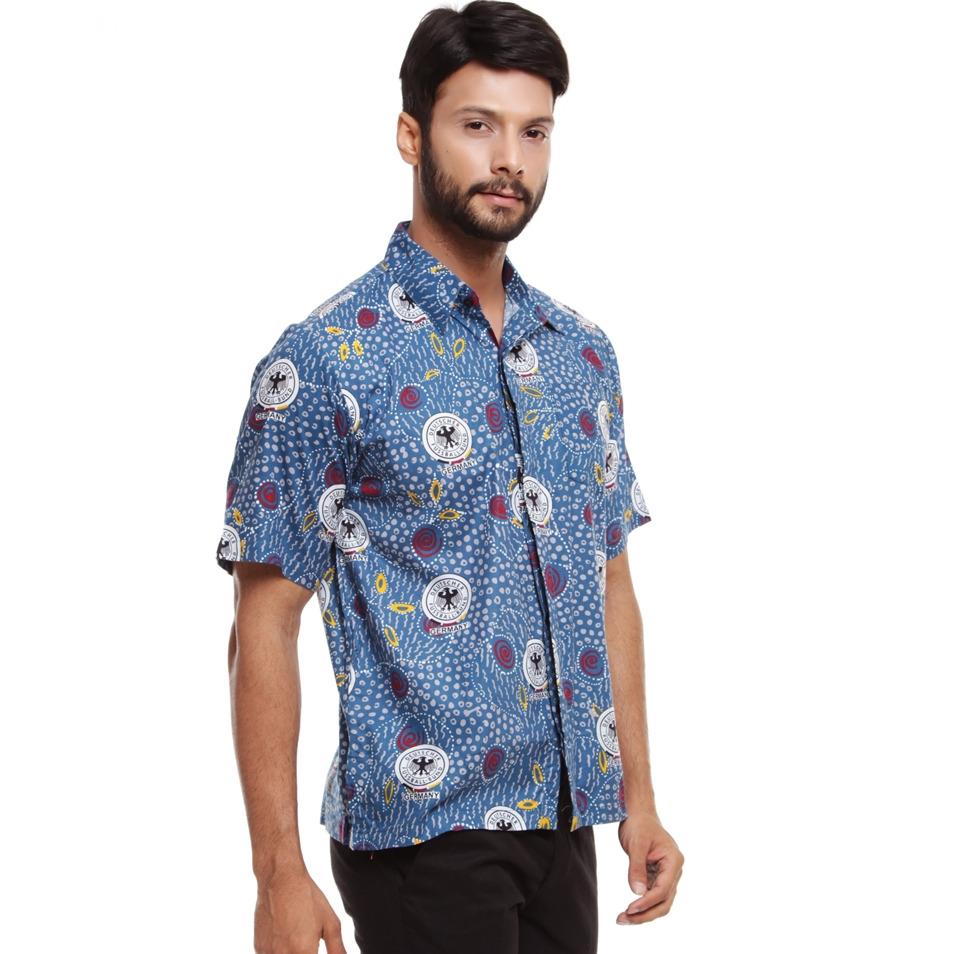 Kemeja Batik Pria Bahan 100% Katun Motif Lambang Bola Negara