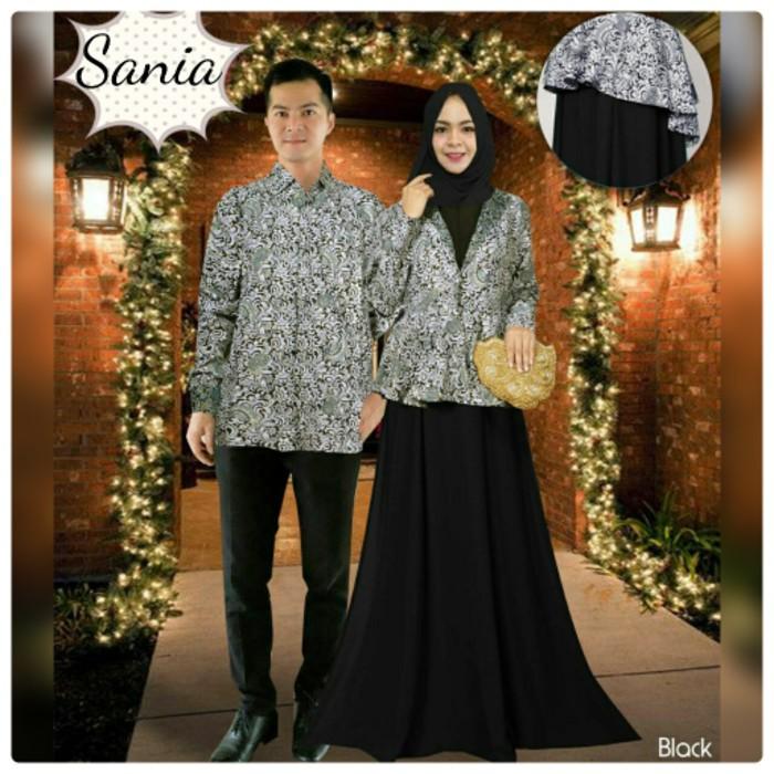 Cuci Gudang !!! Baju Pesta Mewah Couple Sania Black Busana Muslim Pasangan Nia Grey TM