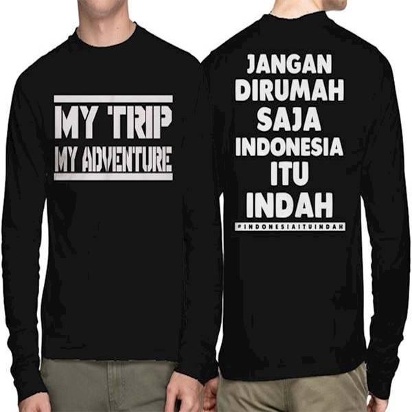 Kaos My Trip My Adventure (Indonesia Indah) Lengan Panjang Hitam