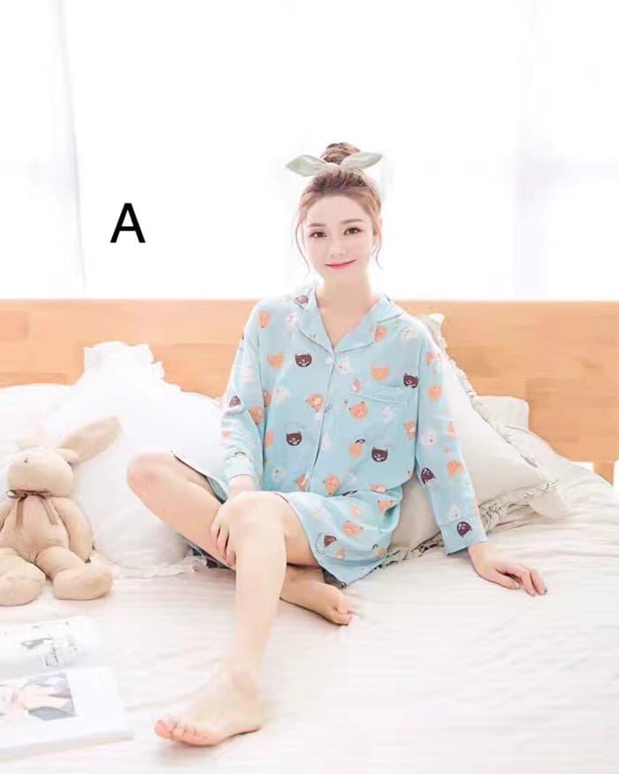 Daster Katun Piyama Kemeja Viscoze 602 Baju Tidur Hamil Seksi Cantik