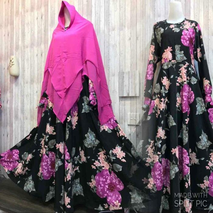 Adzra Gamis Murah syar'i / busana muslim wanita - Monica Dress - Hitam