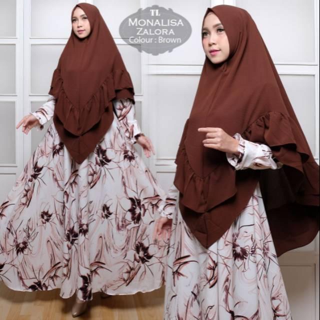 Real Pict Gamis Syari Bigsize Gamis Bigsize Gamis Busui Monalisa Zalora Brown Rt