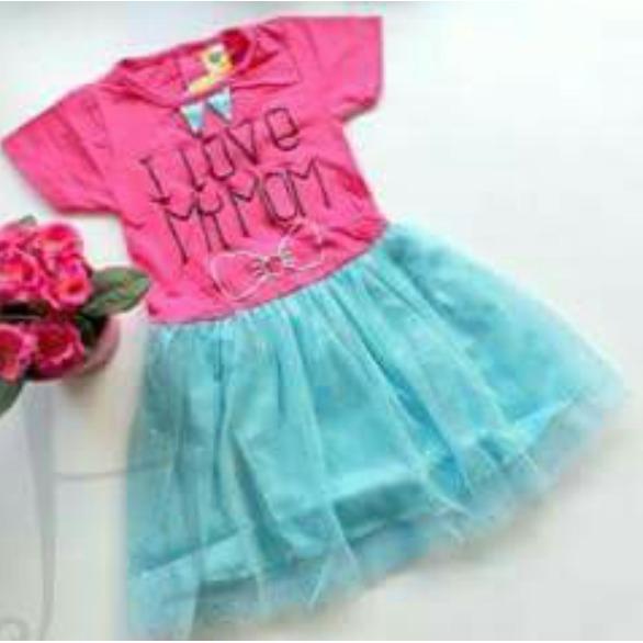 Dress tutu anak love my mom - dress bayi perempuan lucu - Baju bayi cewek