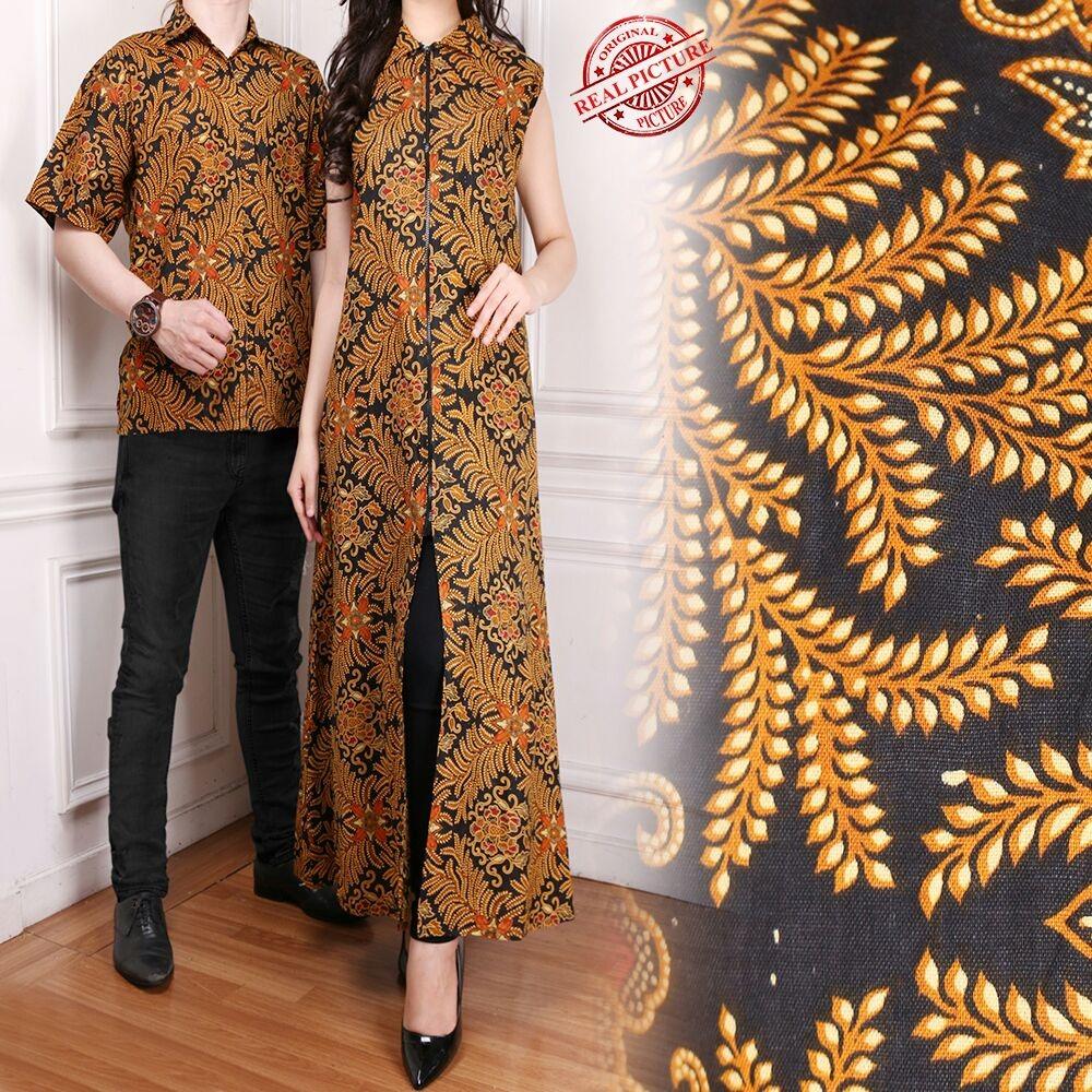 Miracle Couple Gamis Longdress Resta Dress Maxi dan Kemeja Batik Pria