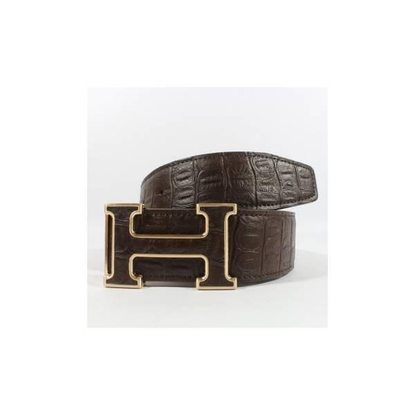 Gesper Ikat Pinggang Kulit Pria Import Hermes 217 Gold Brown