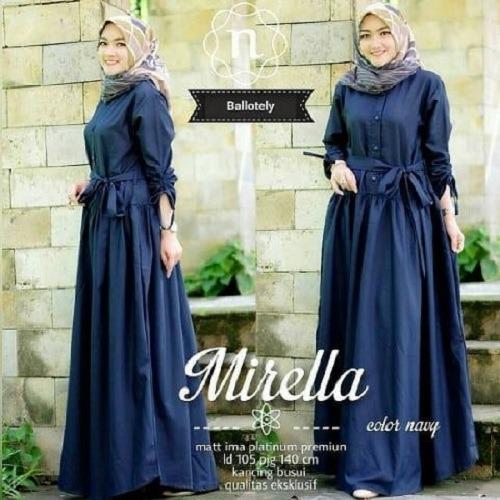 Baju Muslim Original Gamis Mirella Dress Baju Panjang Muslim Casual Wanita Pakaian Hijab Modern Modis Trendy Terbaru 2018