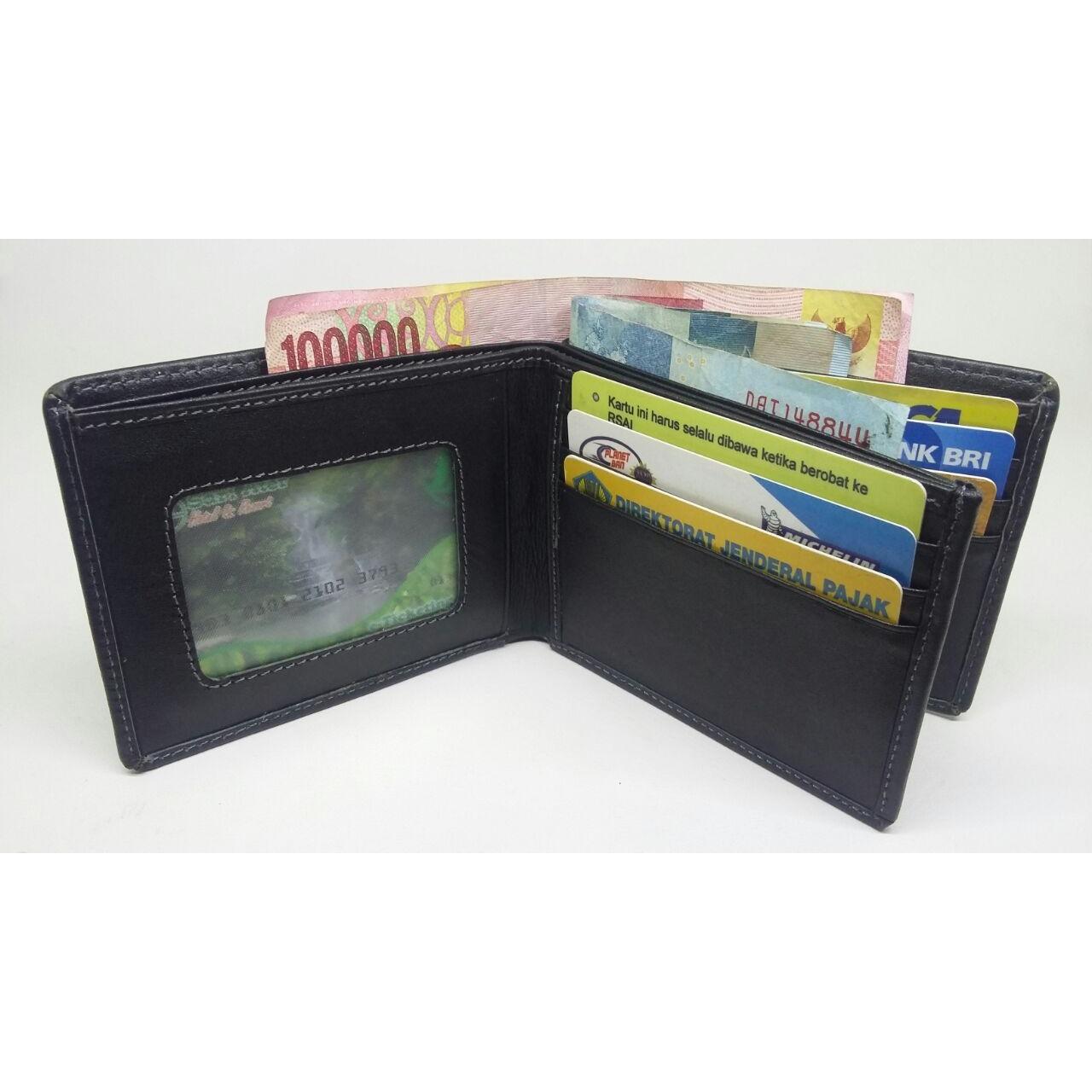 DOMPET KULIT PRIA ASLI GARUT, MODEL 3D HITAM