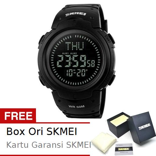 SKMEI Compass Hitam - Jam Tangan Pria - Strap Karet - 1231 Compass Black + Free BOX ORI SKMEI
