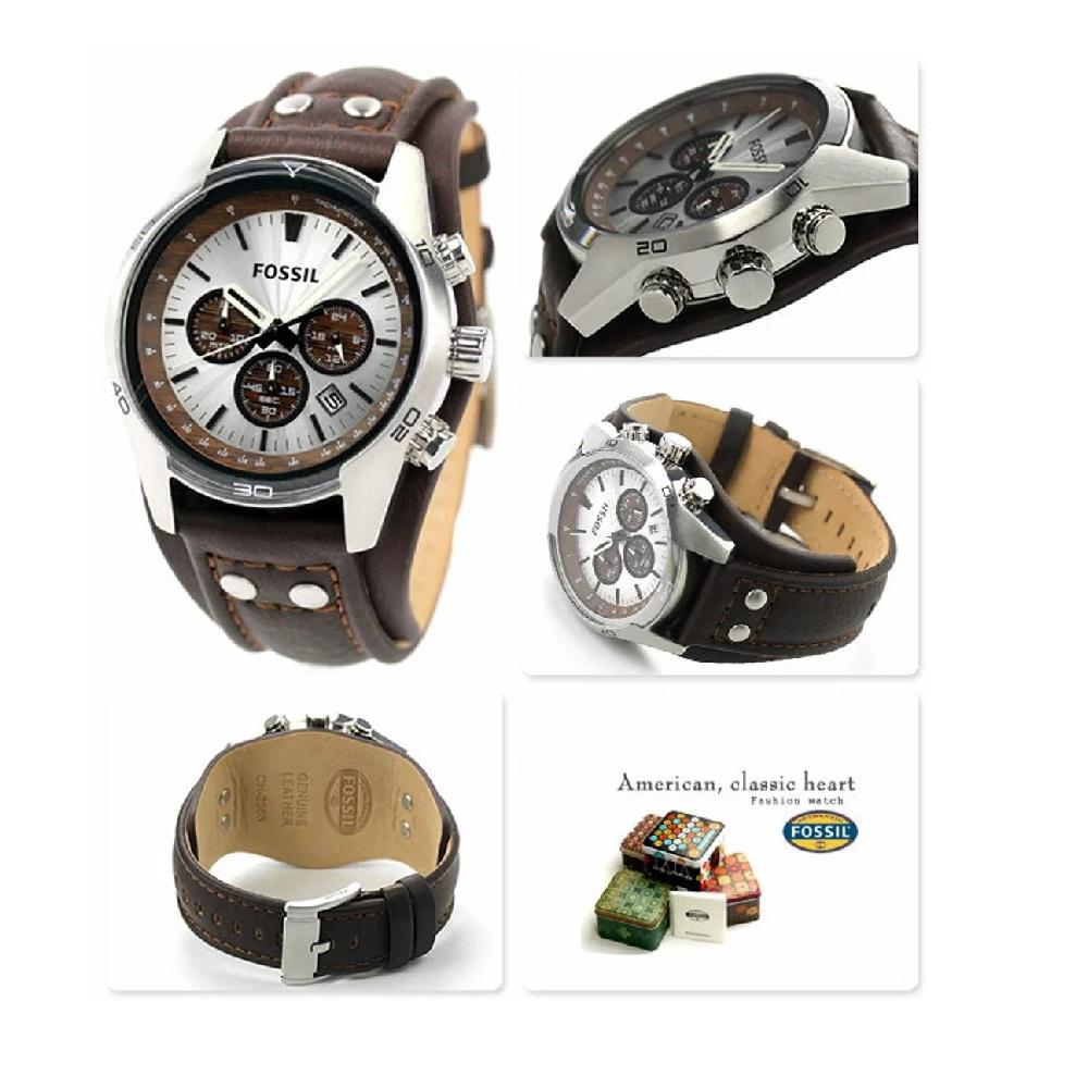 Fossil CH2565 Coachman Chronograph White Dial Brown Leather Strap Januari 2019 - 3 Fossil CH2565 Coachman Chronograph White Dial Brown Leather Strap - 3