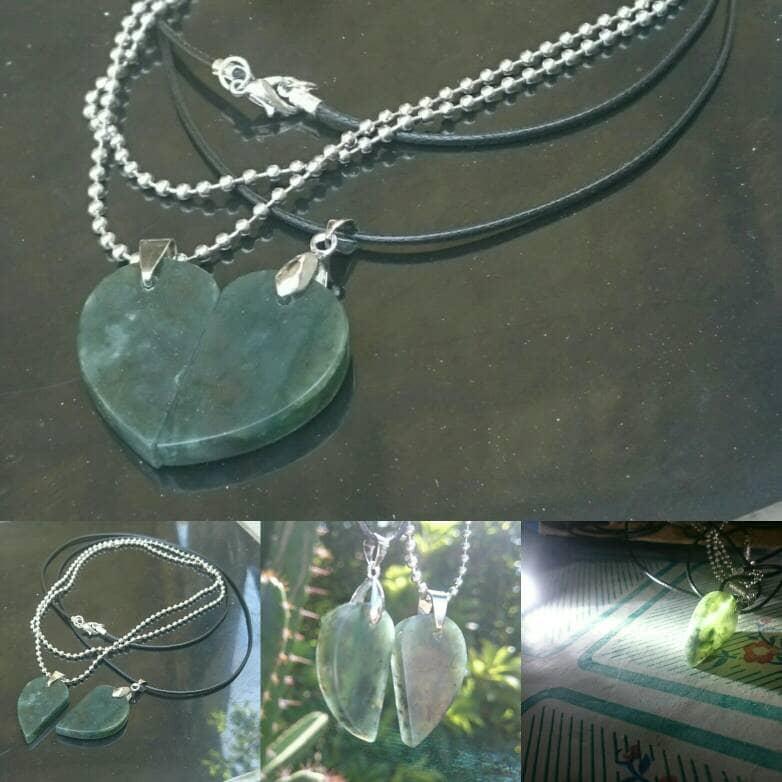 NEW PROMO Perhiasan Aksesoris Kalung Liontin Couple Love Giok Blue Jade Aceh Murah