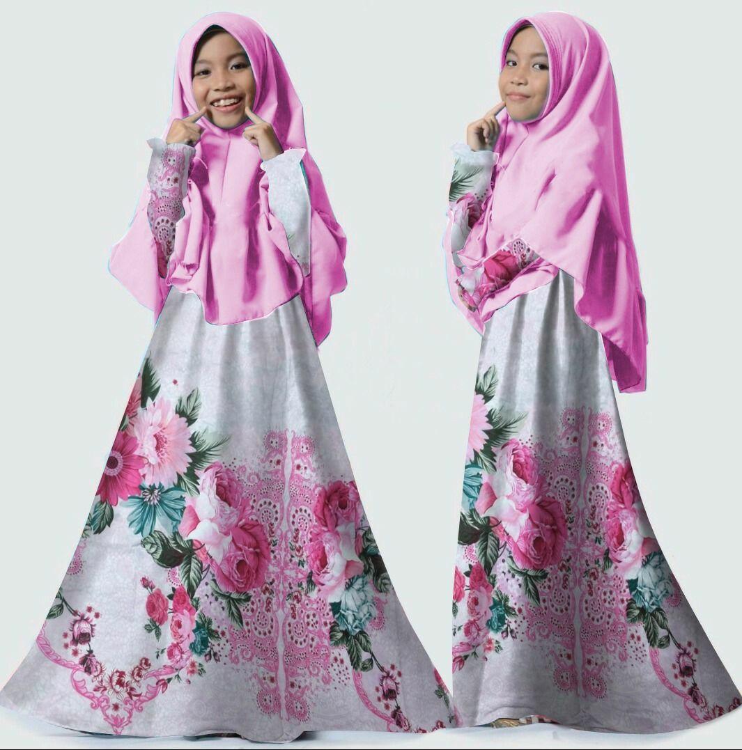 gamis syari maxi anak perempuan rosemary katun jepang plus khimar