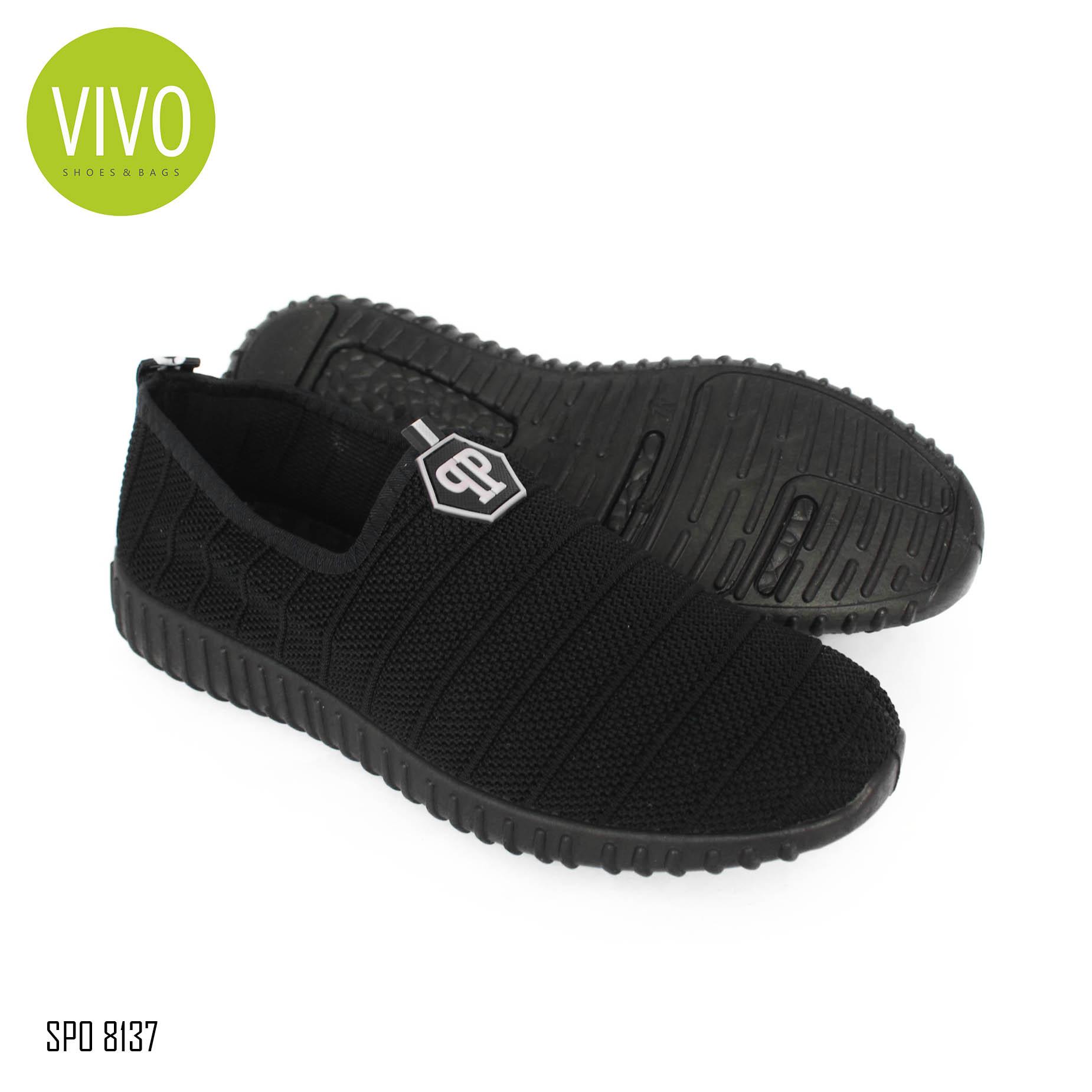 Gambar Produk Vivo Fashion Sepatu Casual Pria/Sepatu Slip On Pria/Sepatu Sneakers Pria SP08137 - Black Size 39/44 Lengkap