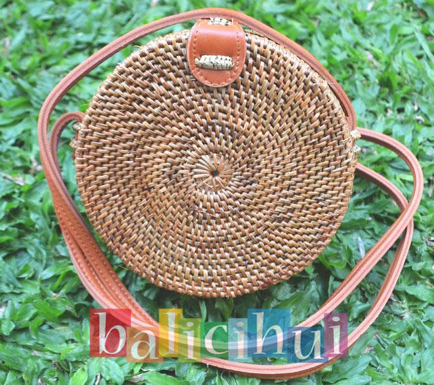 BALICIHUI TAS ROTAN BALI POLOS 15 cm / ATA / NATURAL RATTAN BAG