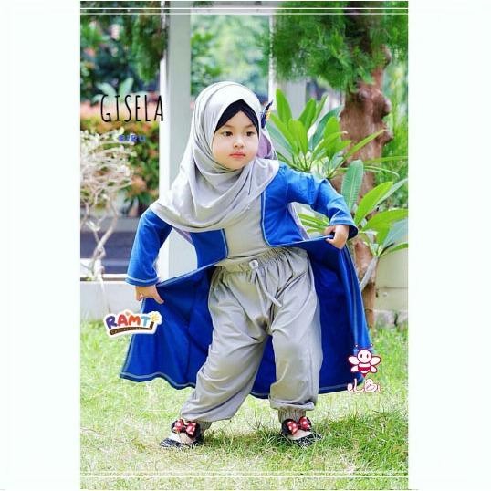 setelan jogger pants I baju setelan muslim anak I cardigan anak cantik I set baju muslim anak branded I gisela set