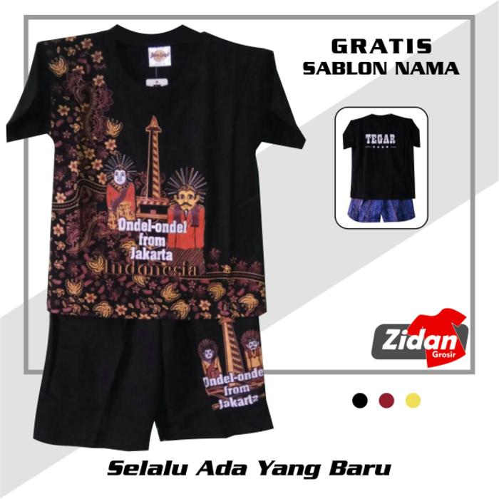 BAJU/KAOS ANAK/KAOS SETELAN ANAK ONDEL ONDEL JAKARTA MONAS GRATIS NAMA