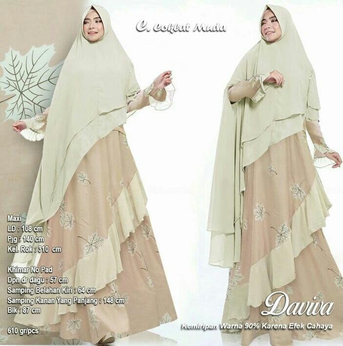 Kenzmal- Maxi Gamis Dress Baju Muslim Wanita Syari Hijana Coklat Muda