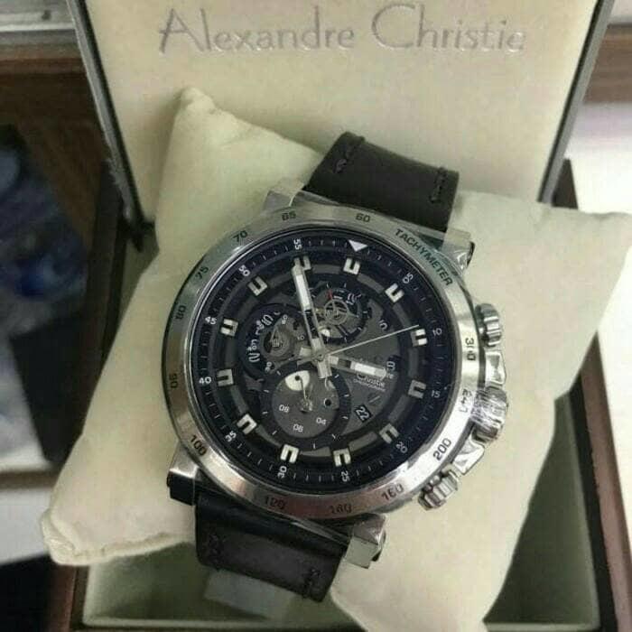 JAM TANGAN PRIA ALEXANDER CHRISTIE AC 6429 CHRONOGRAPH BLACK SILVER