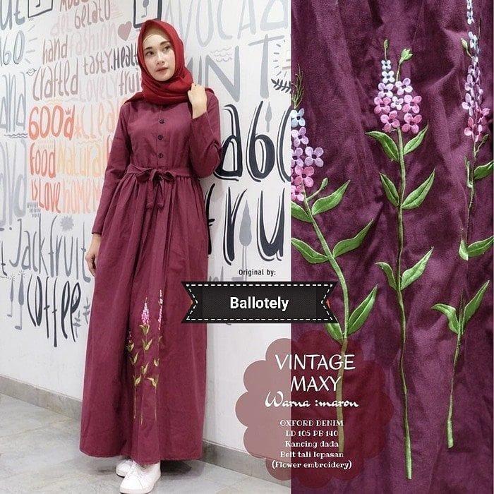 Baju Hijab Gamis Vintage Maxy