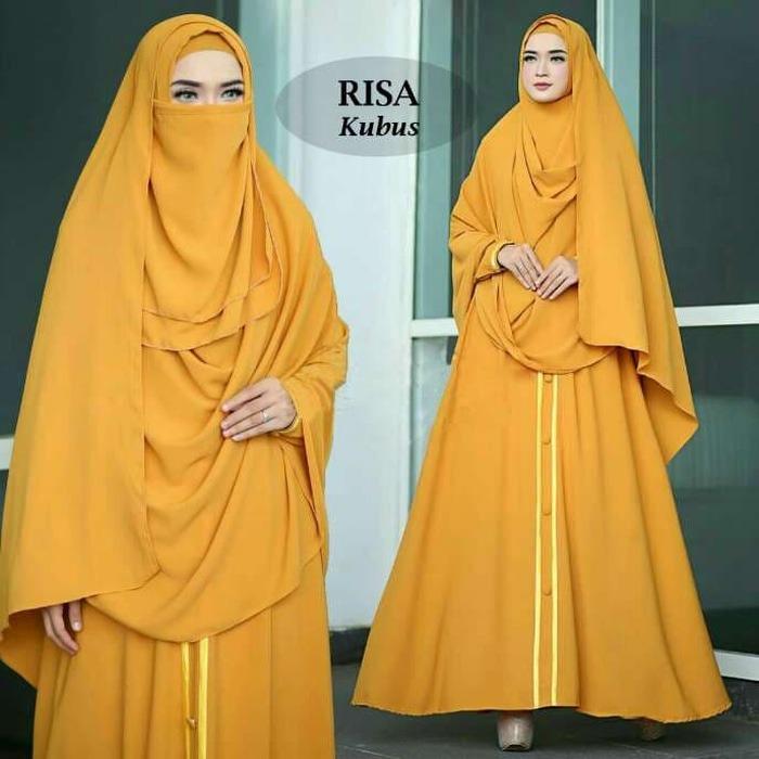 BAJU BUSANA MUSLIM GAMIS RISA SYARI TOSCA BERGO INSTAN +CADAR