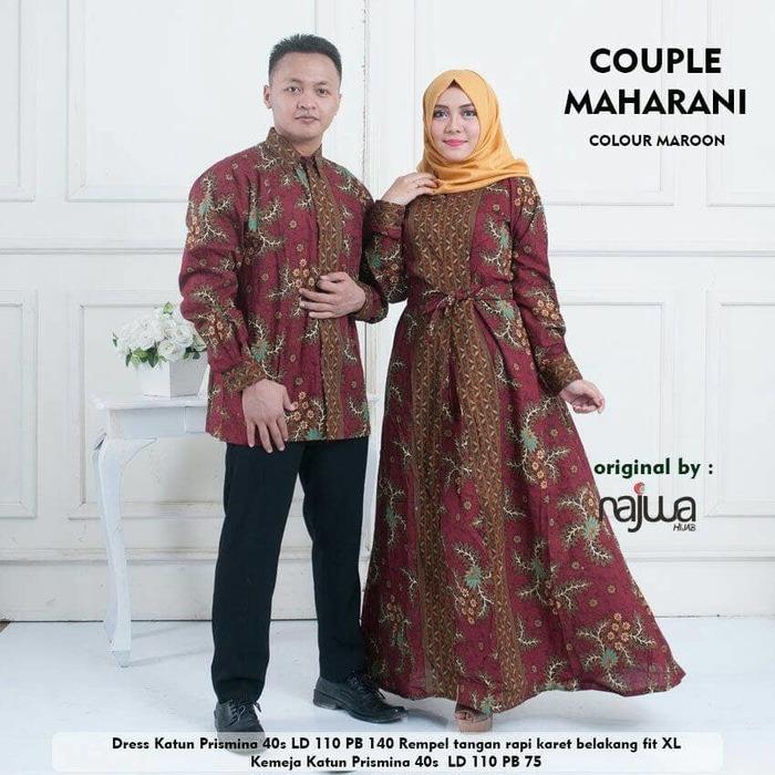 Busana Muslim Couple Pesta Maharani - Gamis Batik Sarimbit Pasangan