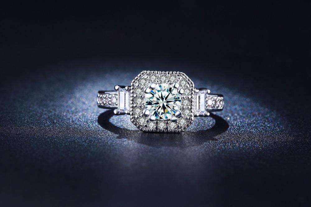 NEW Promo Perhiasan Cincin Emas Putih Berlian CZ Premium Perhiasan Wanita Imitasi BR115 Murah