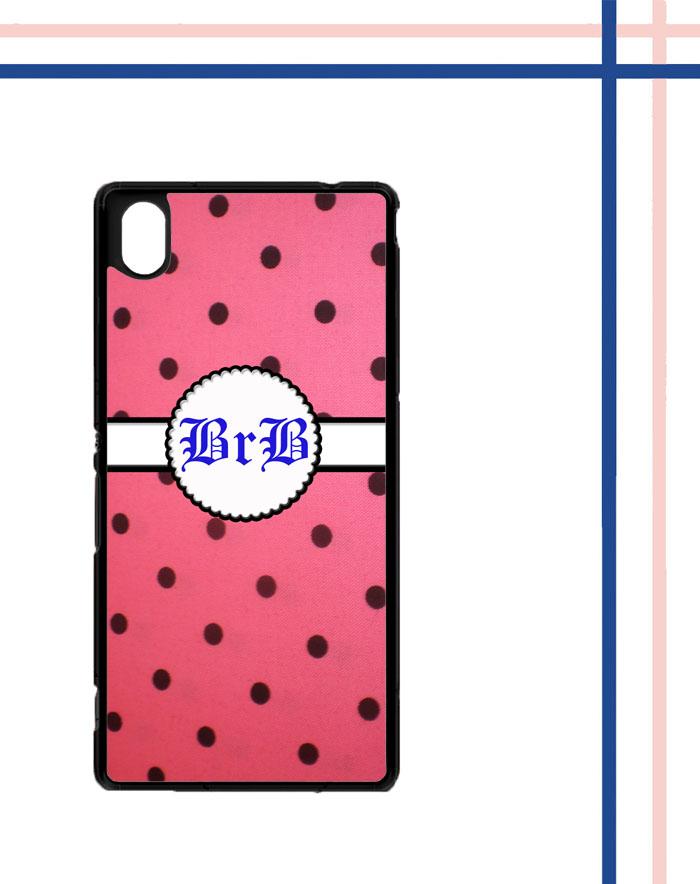 Casing gambar motif HARDCASE untuk hp Sony Xperia M4 Aqua polkadot pinky nama inisial sendiri T0132