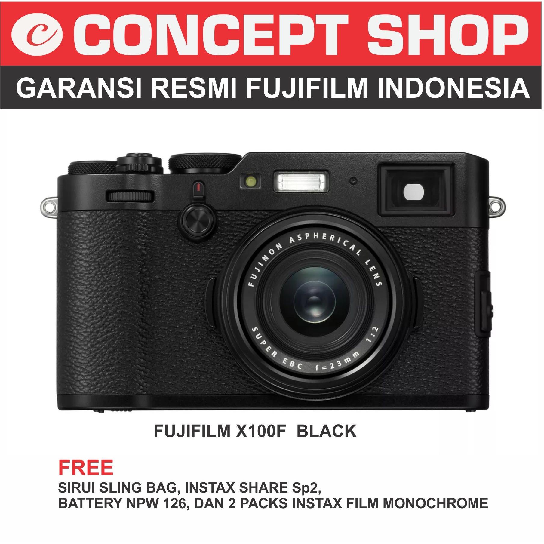 Fujifilm X100F Kamera Mirrorles - Black + Instax Share SP2 + bonus tas Sirui Slingbag + 2 pcs Instax Paper Monochrome