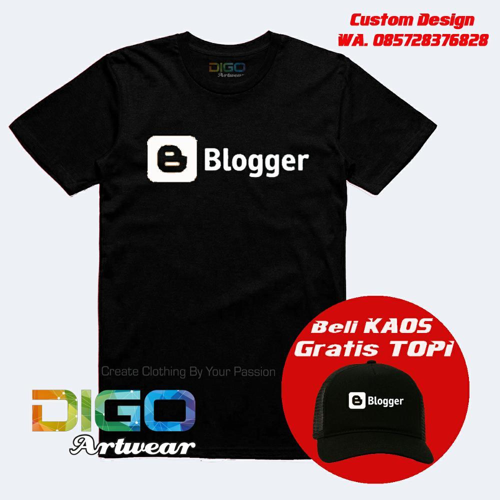 Kaos Blogger - T Shirt Web Blog Bonus Custom Alamat Blog & Bonus Topi Exclusif