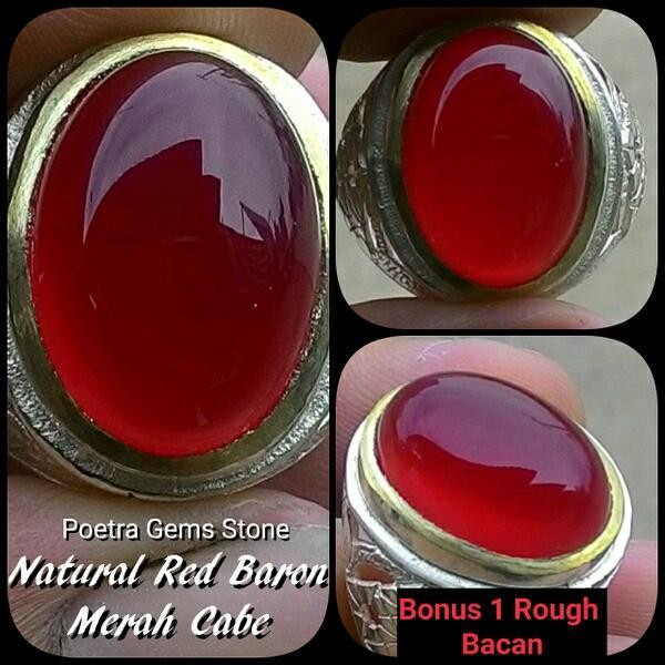 NEW Promo Perhiasan CINCIN BATU AKIK NATURAL RED BARON MERAH CABE HARGA FANTASTIS Murah