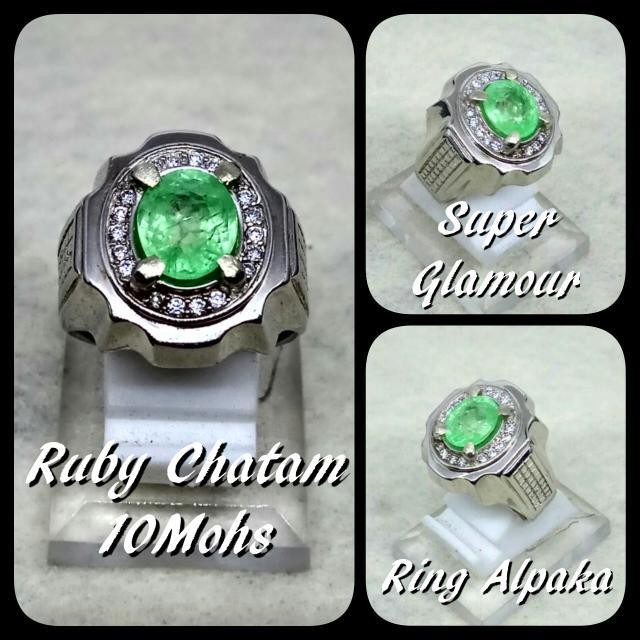 Diskon Promo Perhiasan Aksesoris CINCIN BATU AKIK PERMATA ZAMRUD CHATAM RING ALPAKA KEKERASAN UP 10MHS Murah