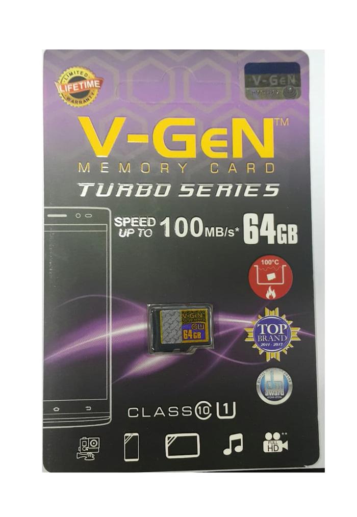 Micro SDXC V-GeN Turbo 64GB Class 10 100MB/S - MicroSD VGEN Memory HP