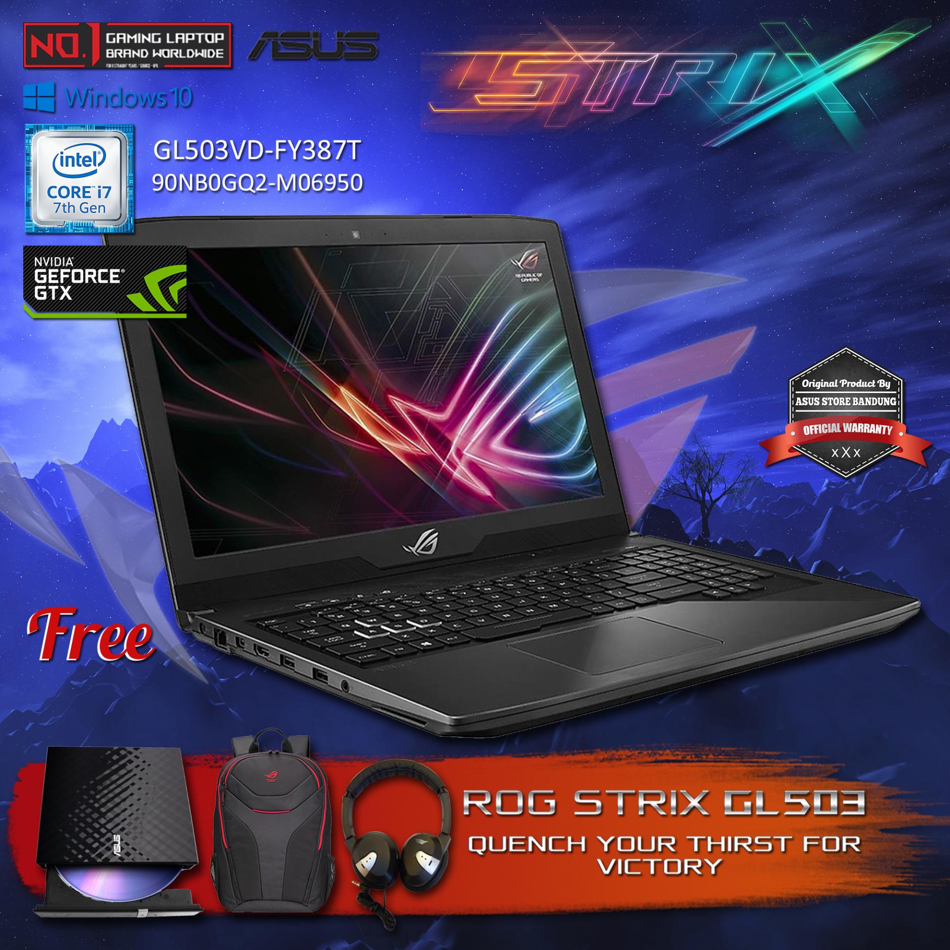 Asus ROG Strix GL503VD-FY387T (90NB0GQ2-M06950) Intel® Core™ i7-7700HQ NVIDIA® GTX1050 4GB DDR5 1TB 5400rpm HDD+ 8GB Hybrid HDD+128GB SATA SSD 8GB RAM Windows 10 + Free Backpack + SDRW-08D2S-U LITE + Headphone