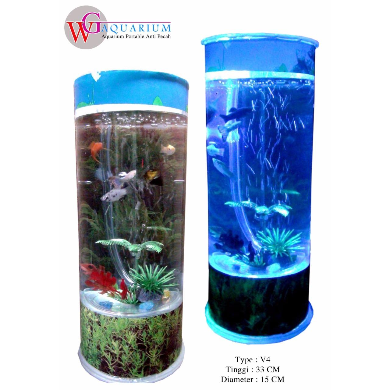 Aquarium Mini Portable With Mesin Oksigen Wg Aquarium Tipe V4 