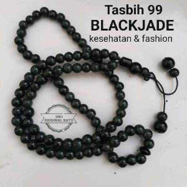 tasbih 99 batu blackjade butiran 9 mm kualitas AAA super