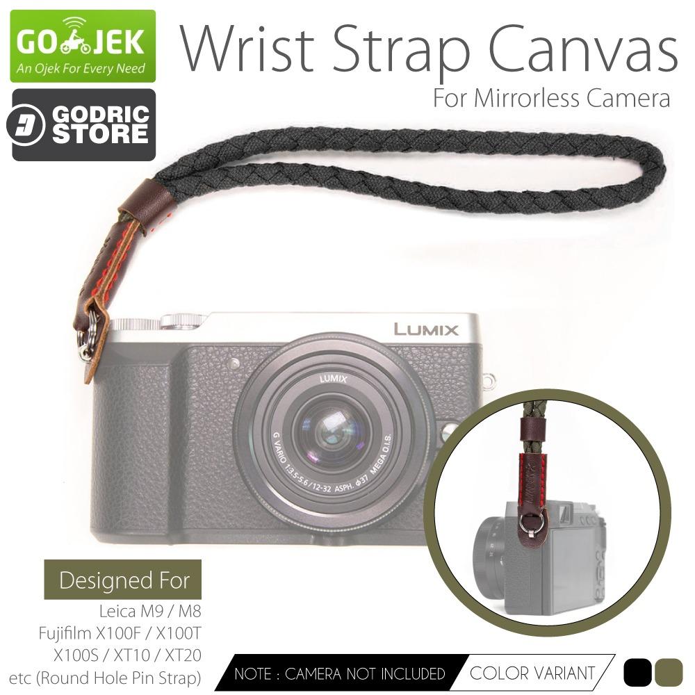 Godric Kanvas Wrist Strap Kepang Kamera Mirrorless Round Hole Leica M9 M8 / Fujifilm X100F X100T X100S XT10 XT20 etc - Hitam